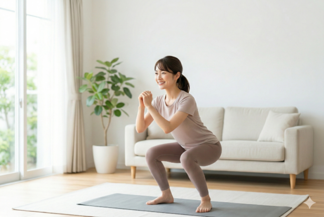 スクワットをする女性