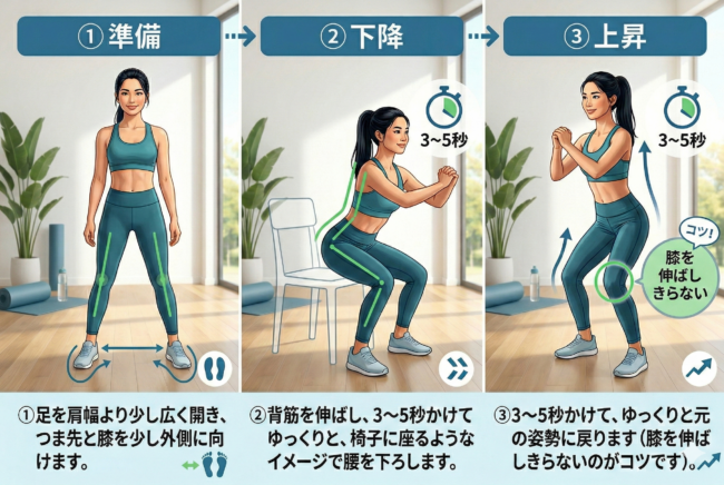 スロースクワットの方法