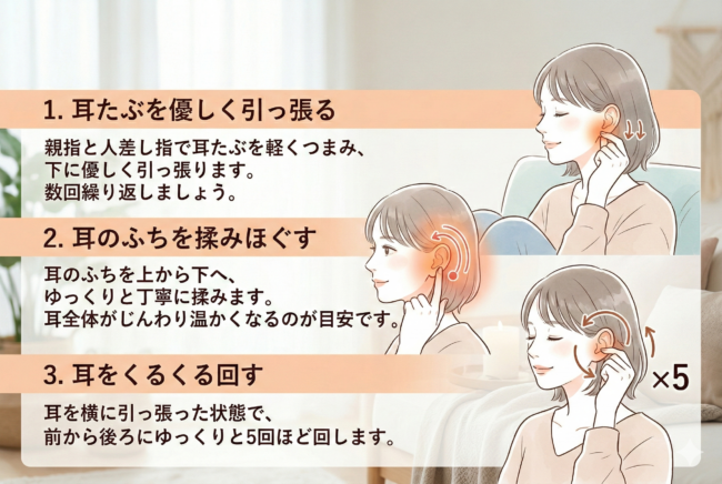 くるくる耳マッサージの方法
