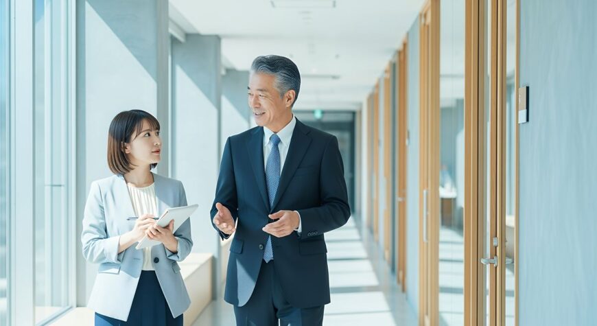 話をする上司と部下